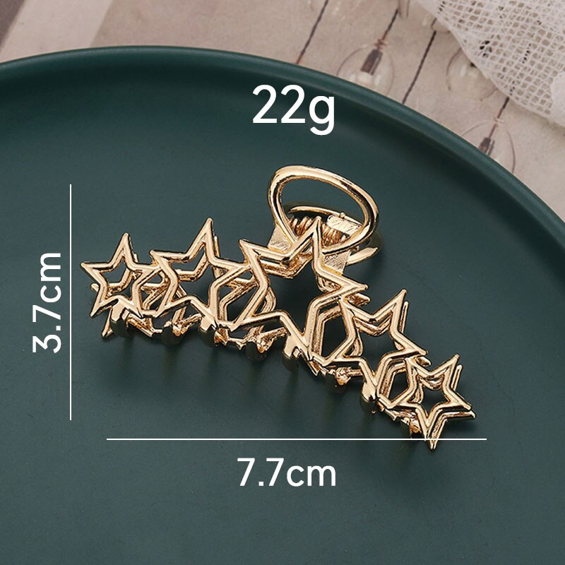 Metal Hollow Out Circle Love Heart Star Big Shark Clip for Women Girl Daily Jewelry Autumn Winter Headdress